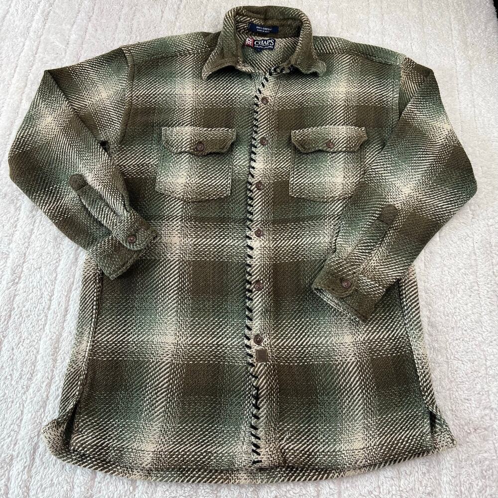 Ralph Lauren Chaps Vintage Cotton Weave Vintage Plaid Shirt Men's size Medium
